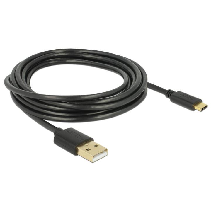 DELOCK USB-Kabel (USB 2.0 Typ-C, USB 2.0 Typ-A, 3 m)