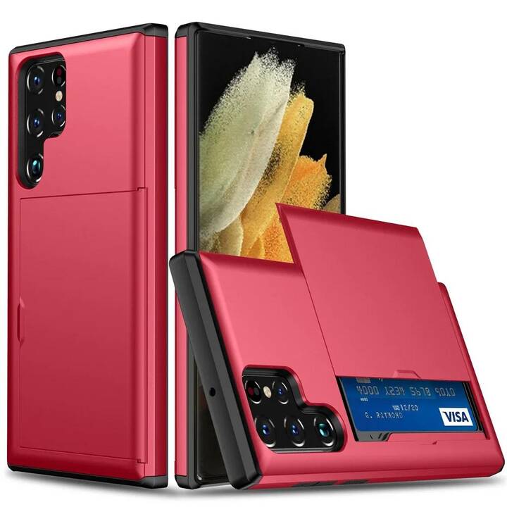 EG Backcover mit Kartenhalter (Galaxy S24 Ultra, Rot)