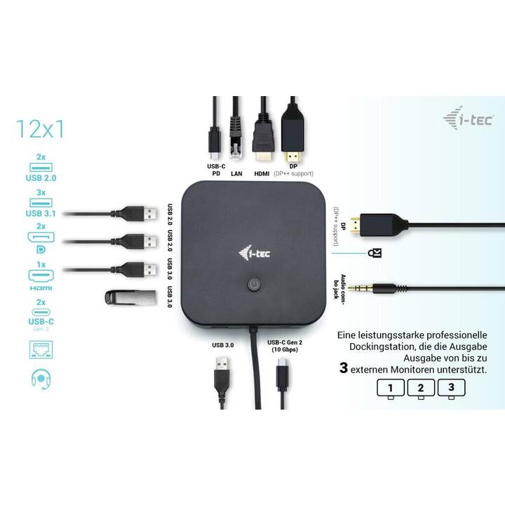 I-TEC Dockingstation (HDMI, 3 x DisplayPort, 3 x USB 3.2 Typ-A, RJ-45 (LAN), 2 x USB 2.0)