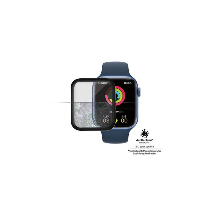 PANZERGLASS Apple Watch Serie 7 45mm Schutzfolie (Apple Watch 45 mm / 44 mm, Transparent, Schwarz)