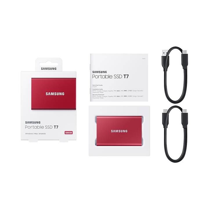 SAMSUNG Portable SSD T7 (USB Typ-C, 500 GB, Rot)