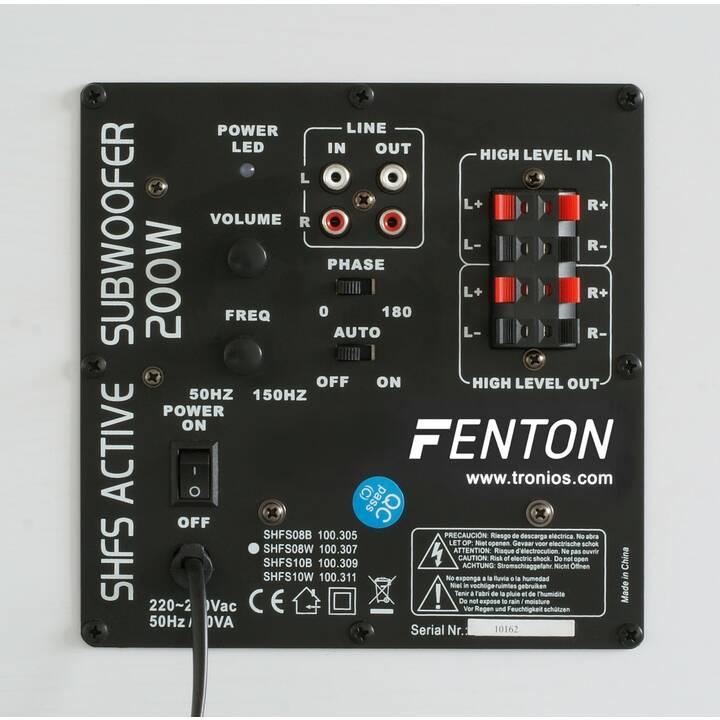 FENTON SHFS08W (200 W, Subwoofer, Bianco)