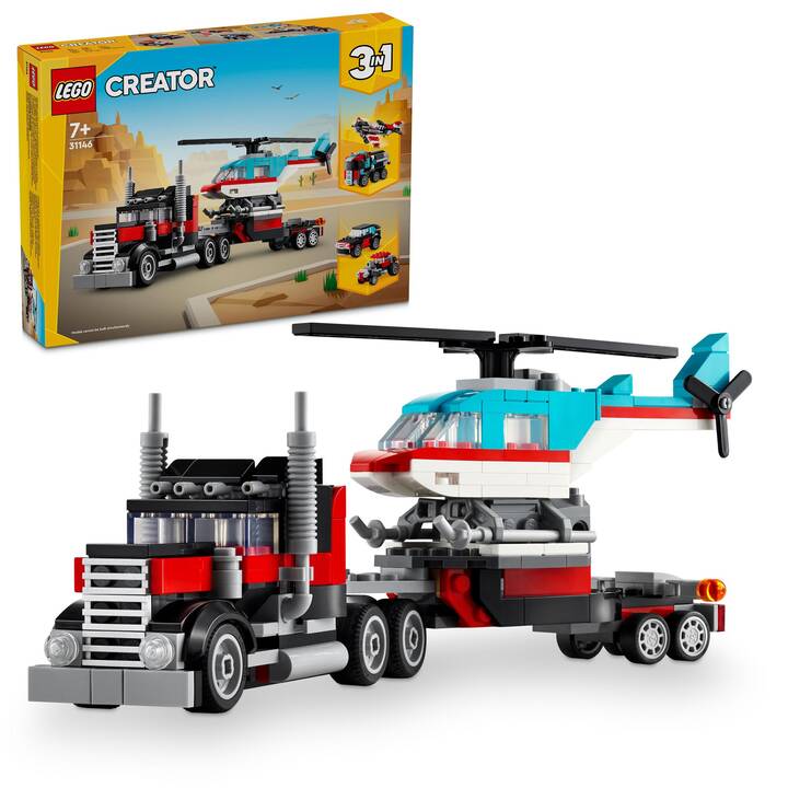LEGO Creator 3-in-1 Tieflader mit Hubschrauber (31146)