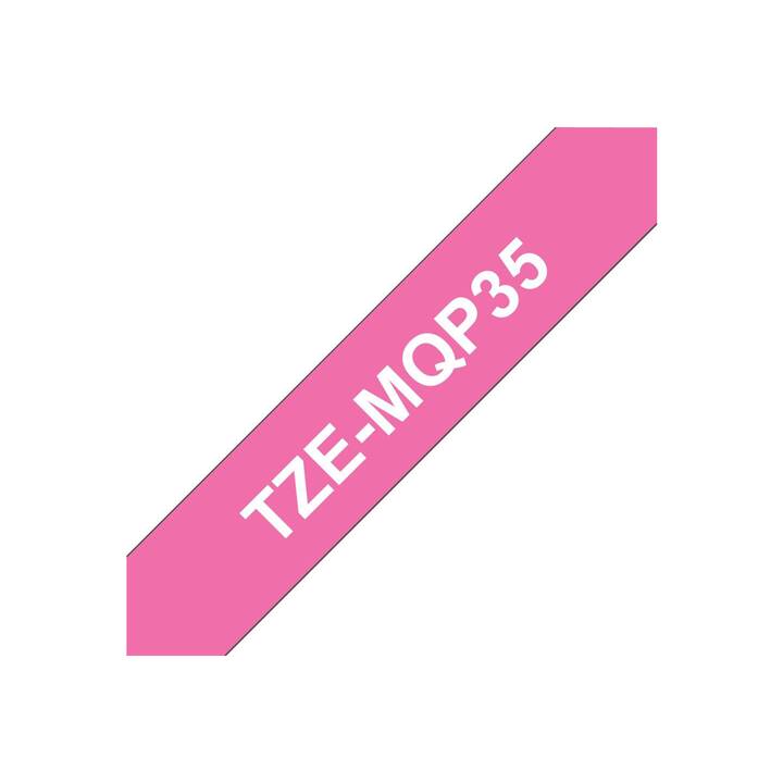 BROTHER TZE-MQP35 Schriftband (Weiss / Pink, 12 mm)