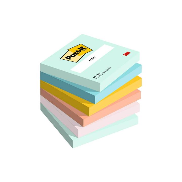 POST-IT Notes autocollantes Beachside Collection (6 x 100 feuille, Orange, Bleu clair, Rose clair, Rouge, Turquoise)