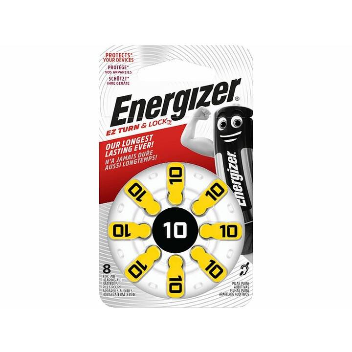 ENERGIZER EZ Turn & Lock 10 Batterie (PR70 / 10 / jaune, Aide auditive, 8 pièce)