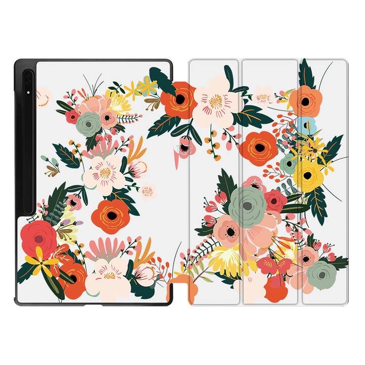 EG Hülle für Samsung Galaxy Tab S8 Ultra 14.6" (2022) - Orange - Blumen