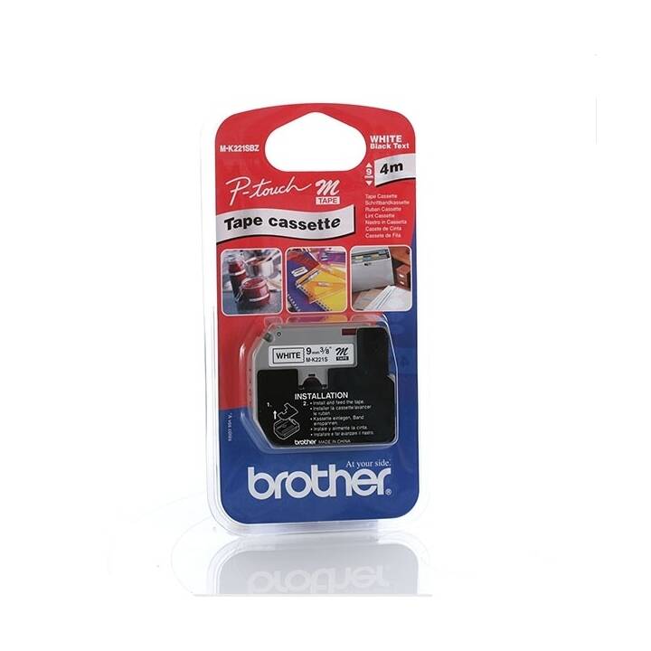BROTHER P-Touch Schriftbandkassette (9 mm x 4 m, Schwarz / Weiss)