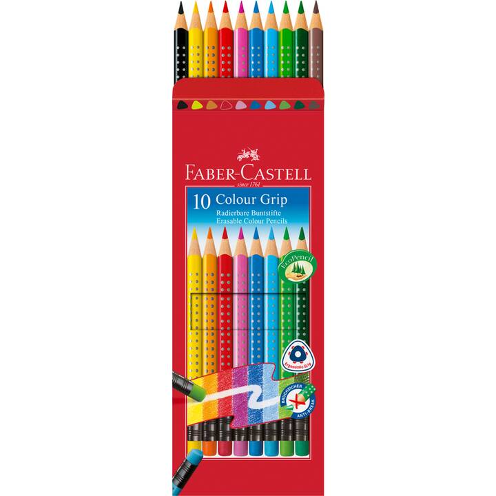 FABER-CASTELL Crayons de couleur Colour Grip (Multicolore, 10 pièce)