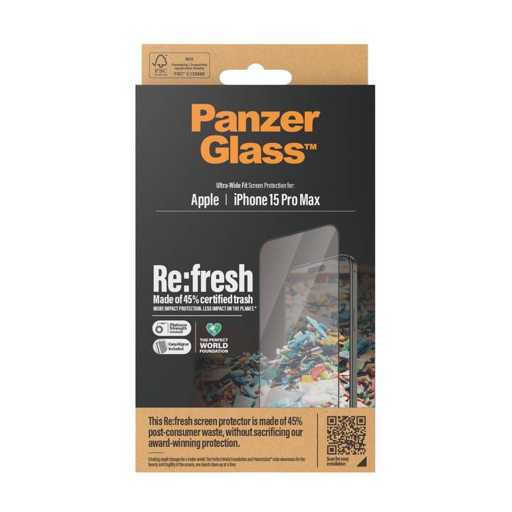 PANZERGLASS Displayschutzglas Refresh iPhone 15 Pro Max (iPhone 15 Pro Max, 1 Stück)