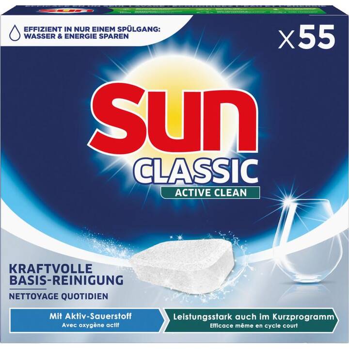 SUN Détergents pour lave-vaisselle Classic Active Clean (55 Tabs)