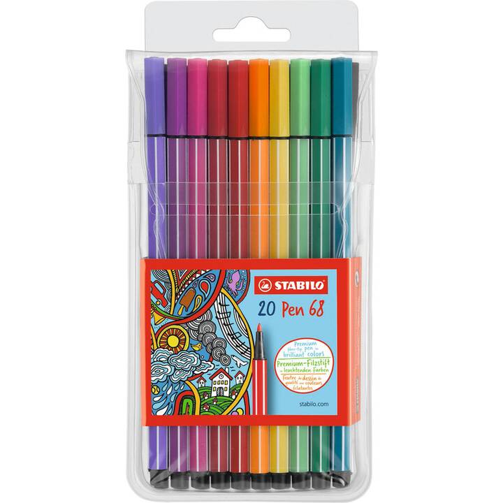 STABILO Pen 68 Crayon feutre (Multicolore, 20 pièce)