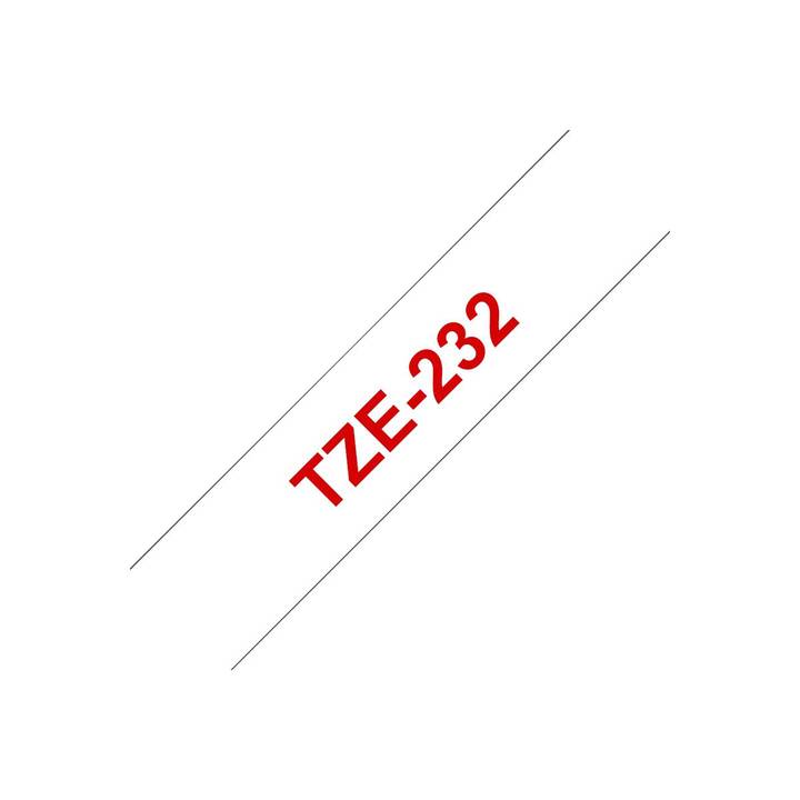 BROTHER TZe-232 Ruban d'écriture (Rouge / Blanc, 12 mm)