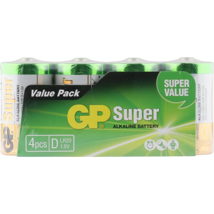 GP Super Alkaline D Batteria (D / Mono / LR20, 4 pezzo)