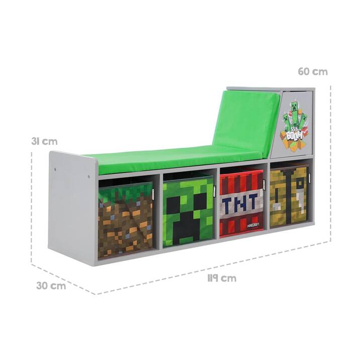 PHOENIX Étagère de rangement pour enfants Minecraft (119 x 30 x 60 cm)