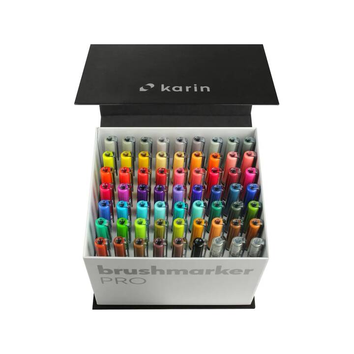 KARIN Kreativmarker Brush Marker Pro Mega Box (Mehrfarbig, 60 Stück)