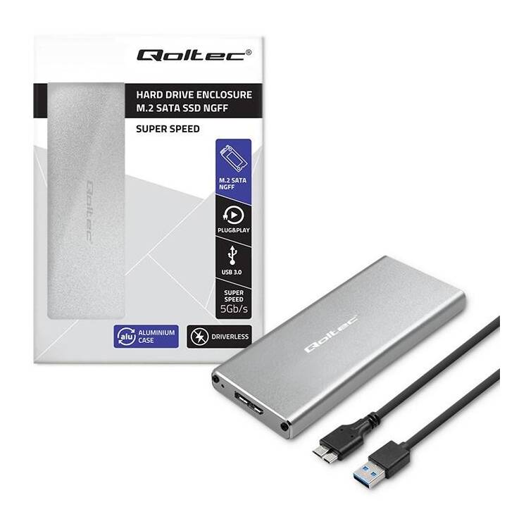 QOLTEC Contenitore per dischi rigidi 51833 (USB 3.0, SATA, M.2, USB 3.0 di tipo A)