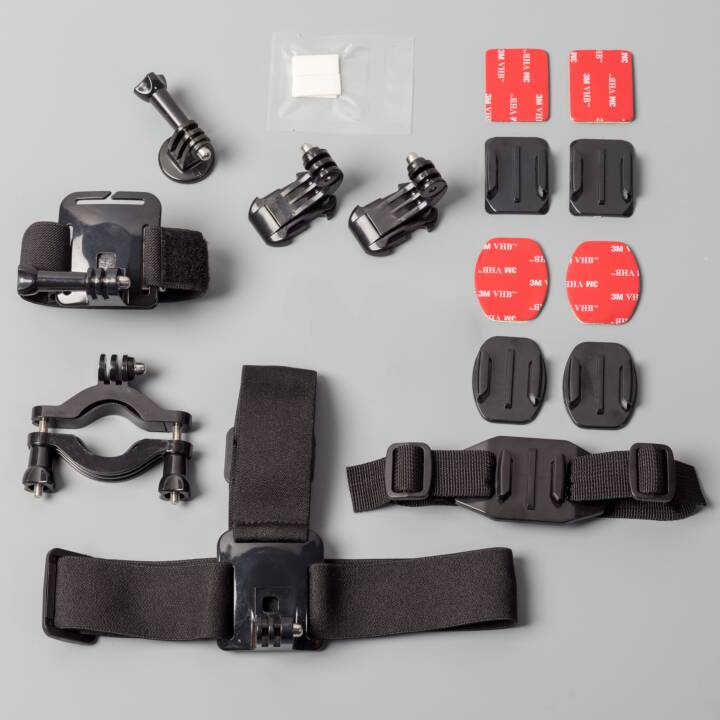 INTERTRONIC Action Cam Kit 30 in 1 Divers accessoires (Noir, Bleu, Orange, Rouge)