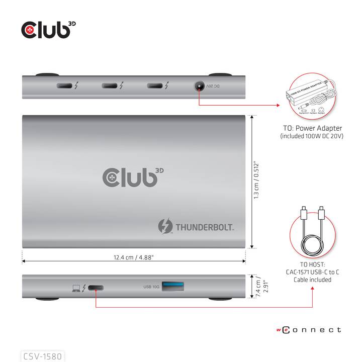 CLUB 3D  (5 Ports, USB Type-C, USB Type-A)