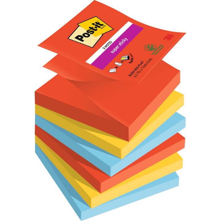 POST-IT Notes autocollantes R330 Play (6 x 90 feuille, Multicolore)