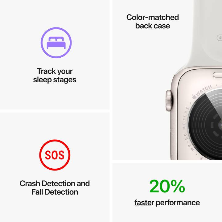 APPLE Watch SE 2022 GPS (40 mm, Aluminium, Galileo, QZSS, GLONASS, GPS)