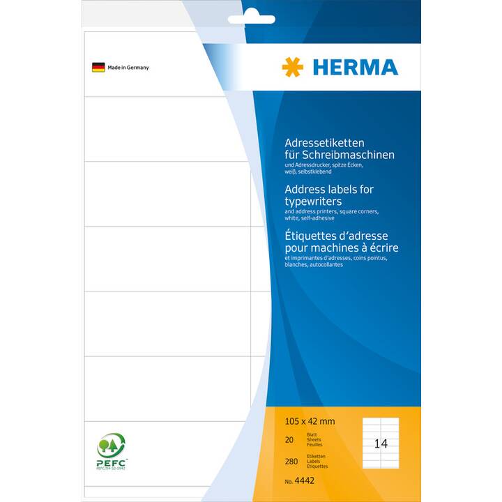 HERMA Foglie etichette per stampante (42 x 105 mm)