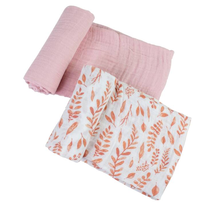BEBE AU LAIT Mulltuch Classic Pink Leaves/Candy (Gemustert)