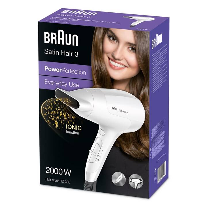 BRAUN Satin Hair 3 HD 385 (2000.0 W, Weiss)