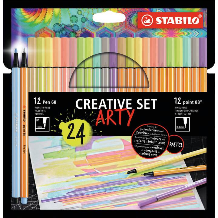 STABILO Pen 68 Arty Crayon feutre (Coloris assortis, 24 pièce)