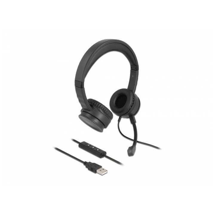 DELOCK Office Headset USB Stereo (On-Ear, Kabel, Schwarz)