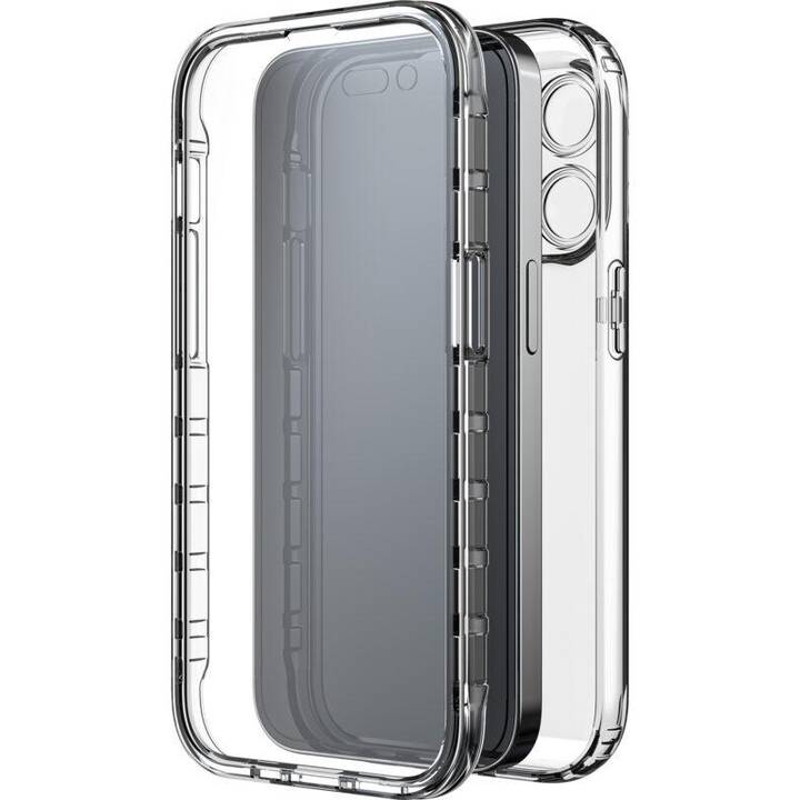 BLACK ROCK Hardcase 360° (iPhone 14 Pro Max, Einfarbig, Transparent, Schwarz)