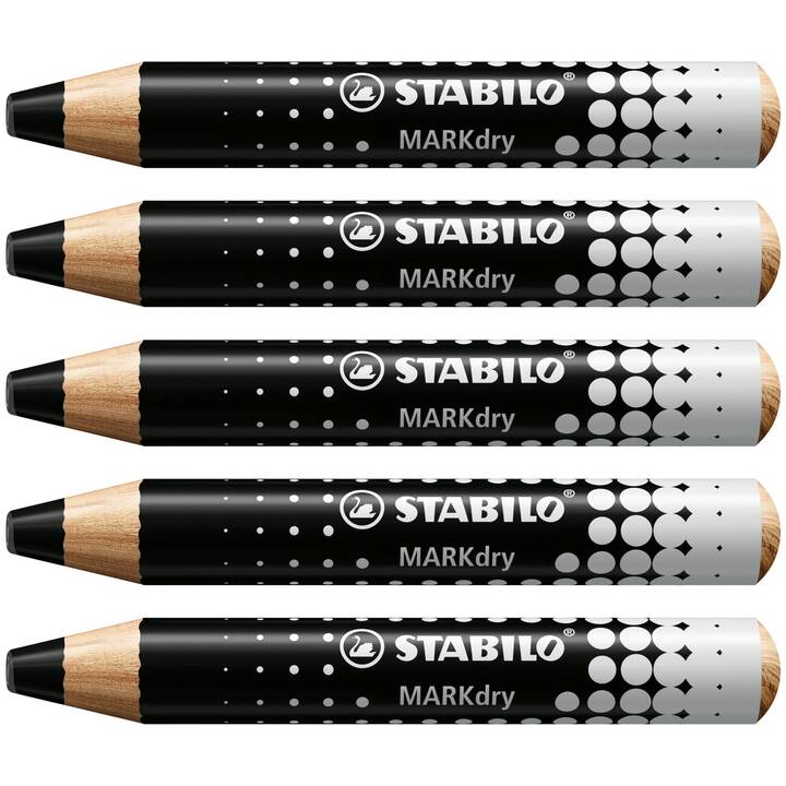 STABILO Crayons de couleur MARKdry (Noir, 5 pièce)