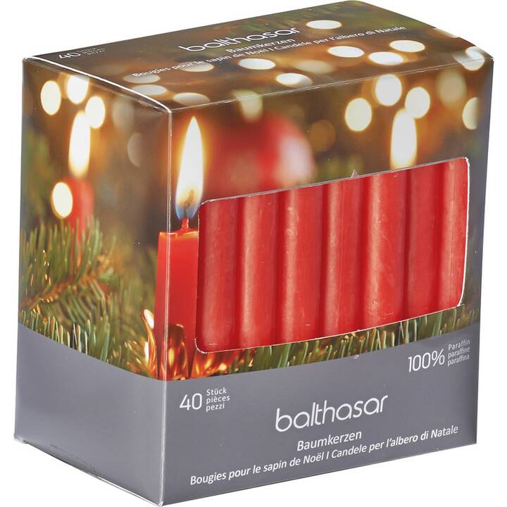 BALTHASAR Baumkerze Weihnachten (Rot, 40 Stück)