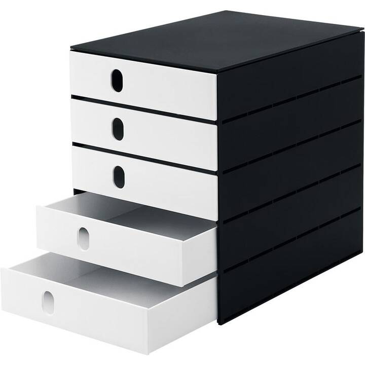 STYRO Büroschubladenbox (C4, 24.3 cm  x 33.5 cm  x 20 cm, Schwarz, Weiss)