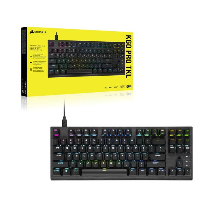 CORSAIR K60 PRO TKL RGB (USB, Svizzera, Cavo)