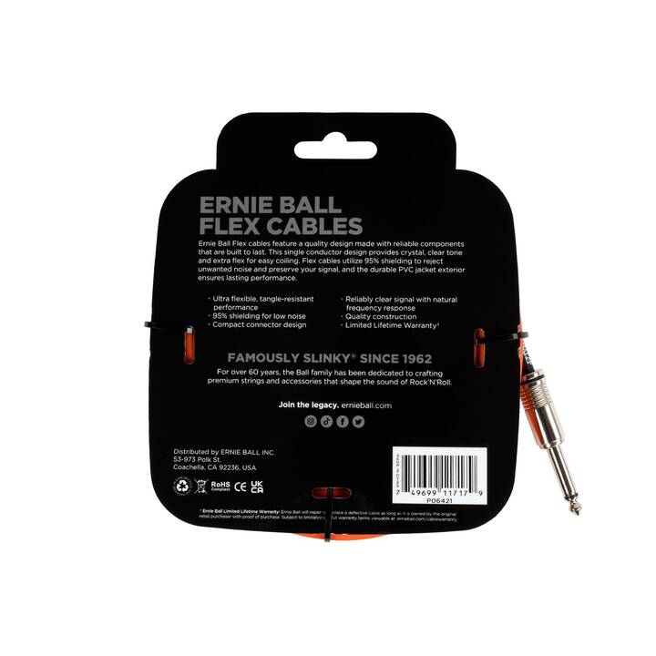 ERNIE BALL Flex 6421 Câble de raccordement (Jack 6.35 mm, 6.09 m)