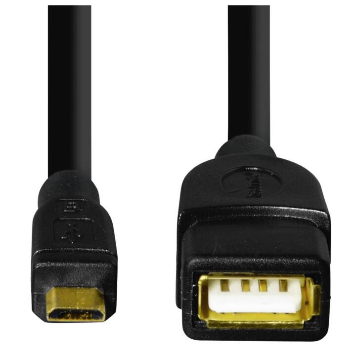 HAMA Câble USB (MicroUSB de type B, USB 2.0 de type A, 0.15 m)