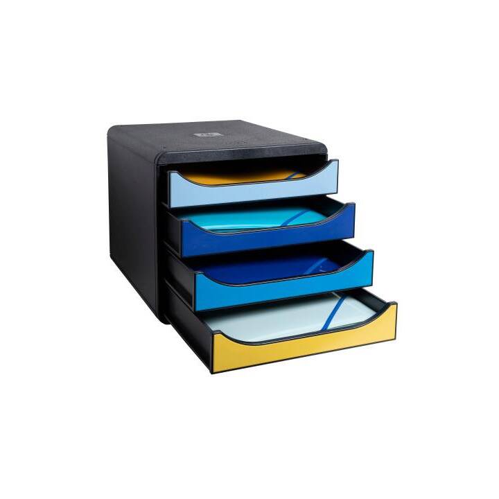 EXACOMPTA Cassettiera da scrivania BeeBlue (A4, 27.1 cm  x 34.7 cm  x 27.8 cm, Zafferano, Blu chiaro, Blu marino, Turchese, Black)