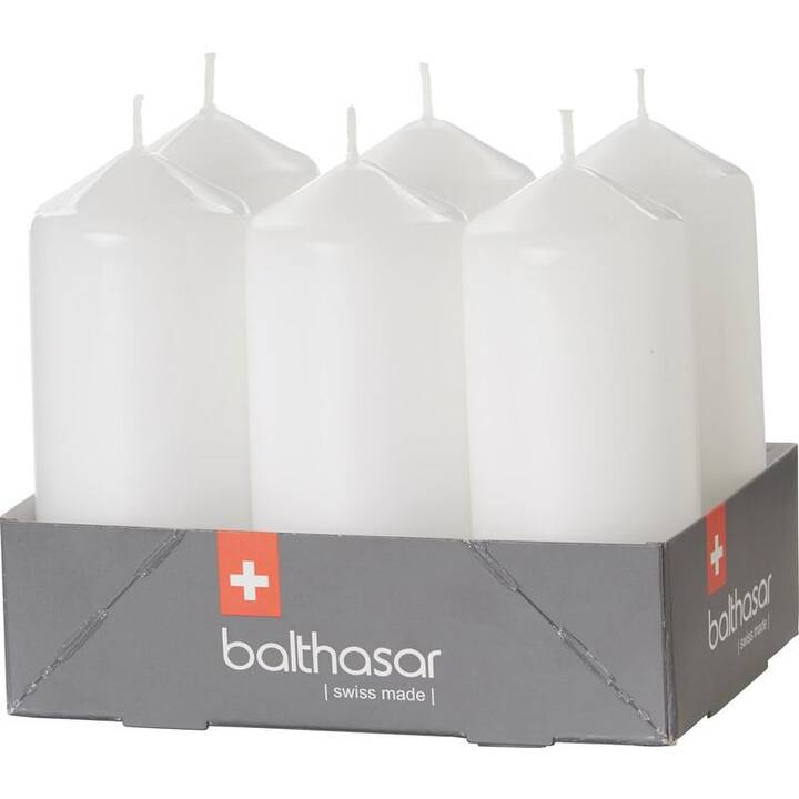 BALTHASAR Bougie cylindrique (Blanc, 6 pièce)