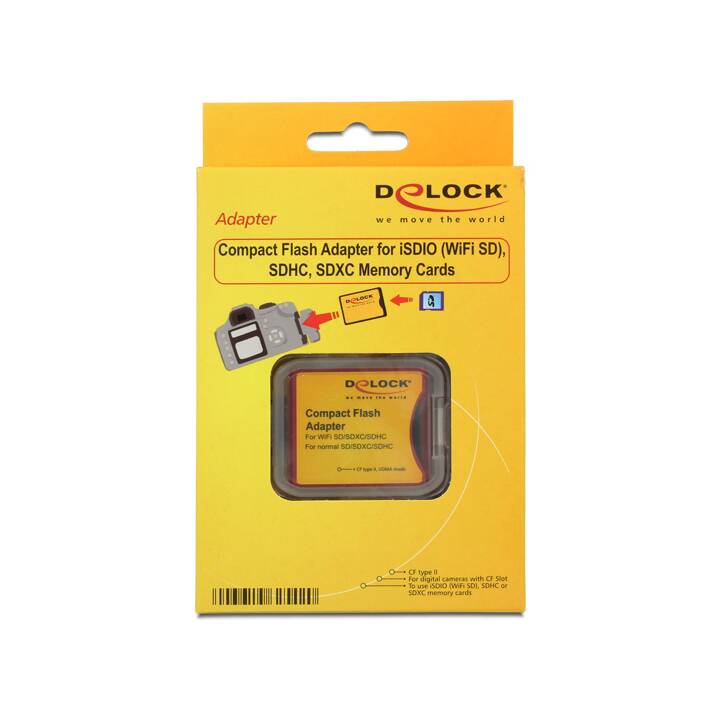 DELOCK CompactFlash Adattatore di schede (Giallo, Rosso)