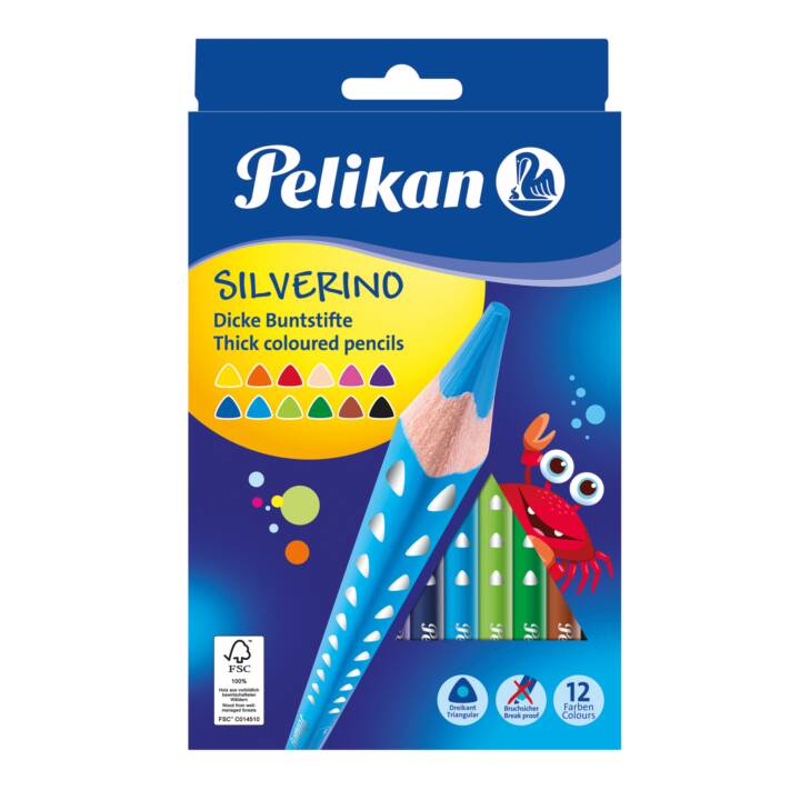 PELIKAN Crayons de couleur Silverino (Multicolore, 12 pièce)