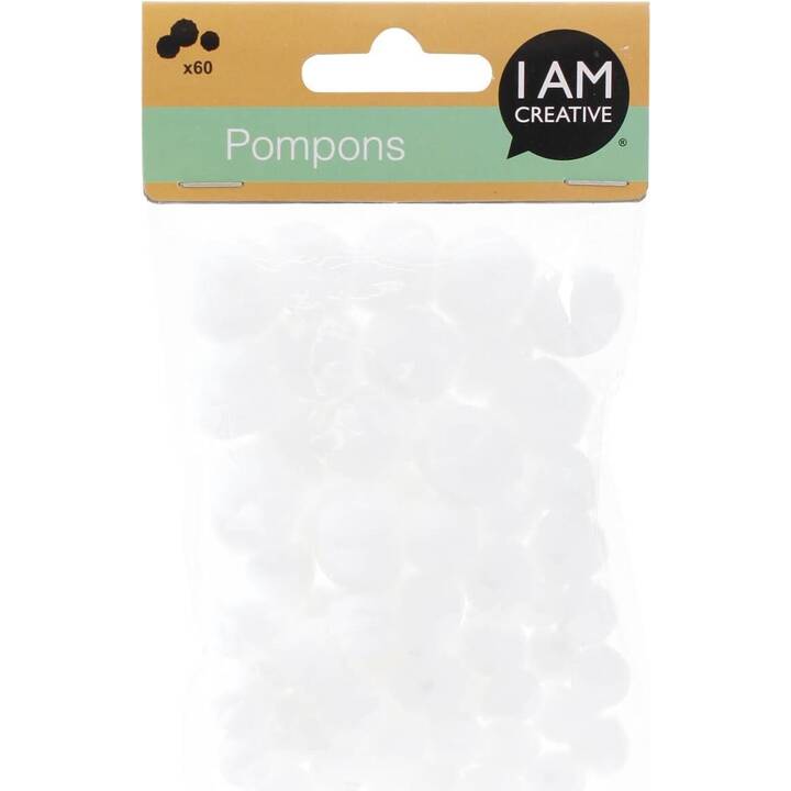 I AM CREATIVE Pompon (Bianco, 60 pezzo)