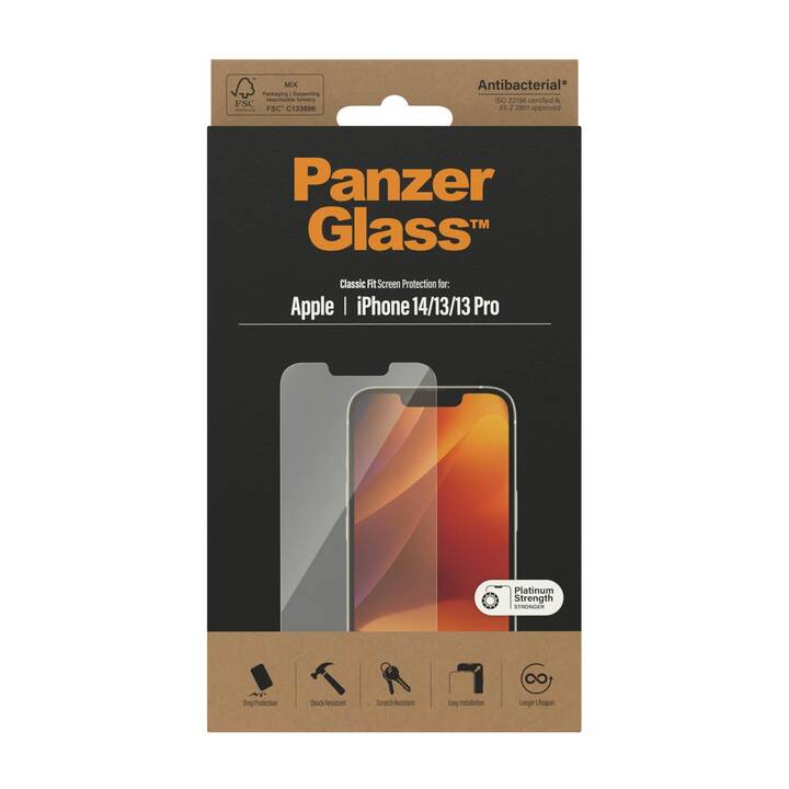 PANZERGLASS Verre de protection d'écran Classic Fit (iPhone 13, iPhone 14, iPhone 13 Pro, 1 pièce)