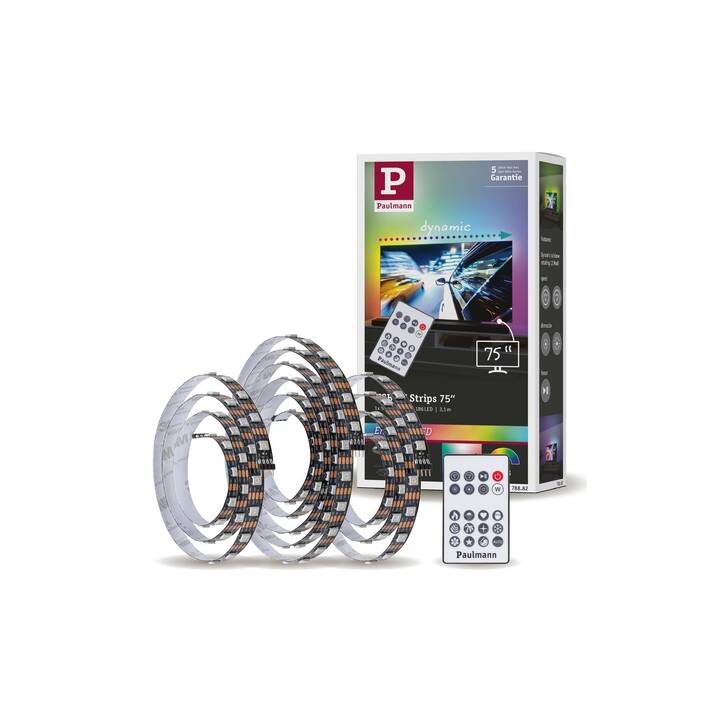 Paulmann LED Strip Basisset – RGB Farbwechsel LED Streifen, Schwarz, Selbstklebend, Inkl. Netzteil & Fernbedienung