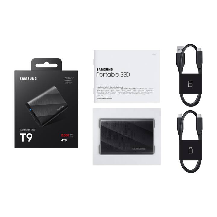 SAMSUNG SSD T9 (USB Typ-C, 4000 GB, Schwarz)