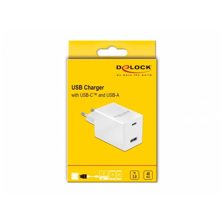 DELOCK Caricabatteria da parete (USB-A, USB-C)