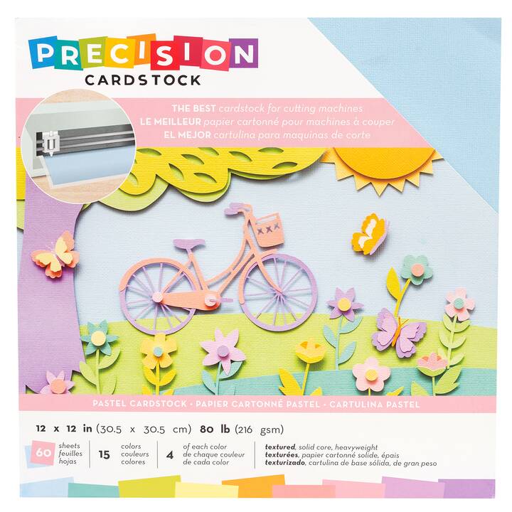 AMERICAN CRAFTS Carton Cardstock Precision (Jaune, Pourpre, Rose, 60 pièce)