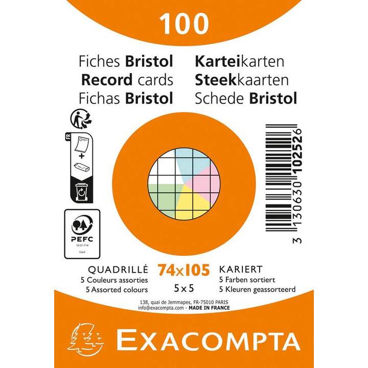 EXACOMPTA Schedario (A7, Quadrettato, 100 pezzo)
