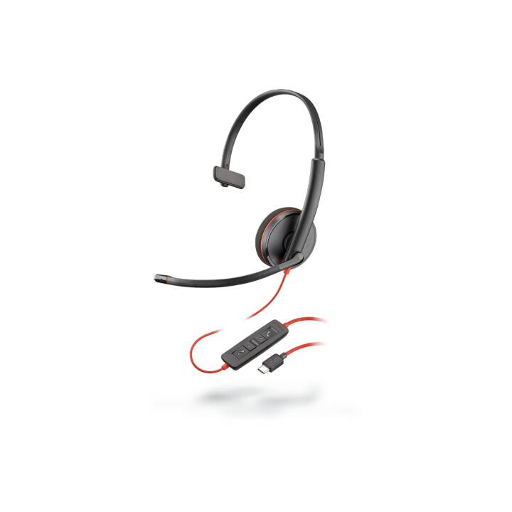 PLANTRONICS Office Headset Blackwire C3210 (On-Ear, Kabel, Rot, Schwarz)