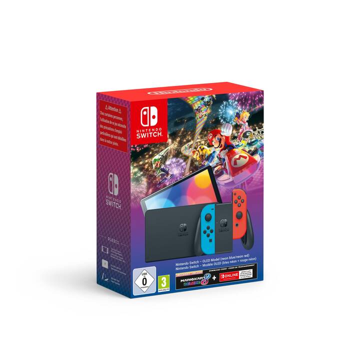 NINTENDO Switch OLED-Modell Neon 64 GB (Mario Kart 8 Deluxe (Downloadcode) + Switch Online 3 M., DE, IT, FR)